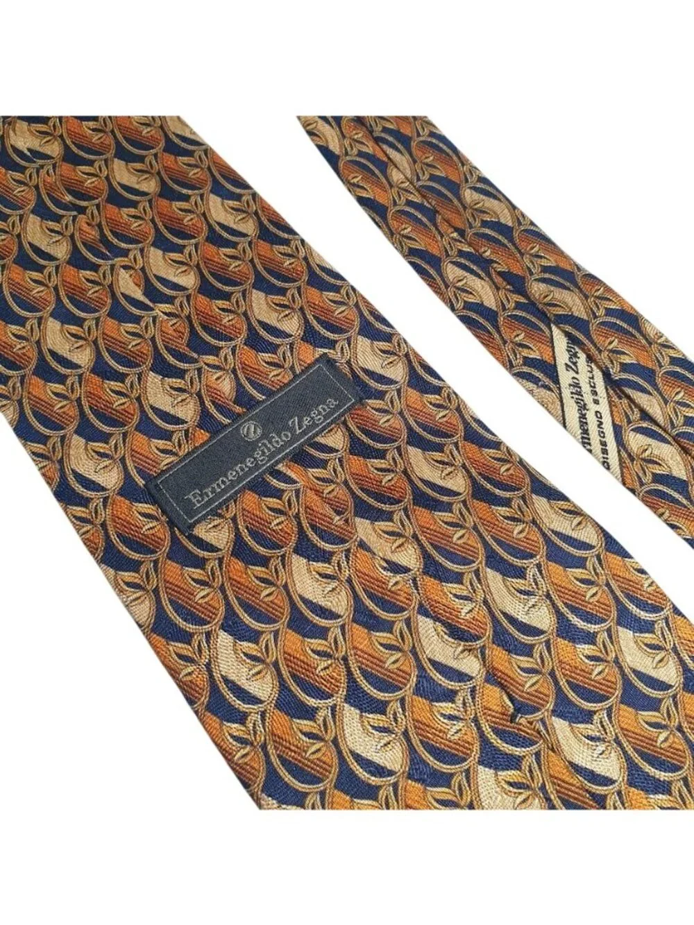 Ermenegildo Zegna Silk Multicolor Geometric Mens Tie Made In Italy 58 x 3.75
